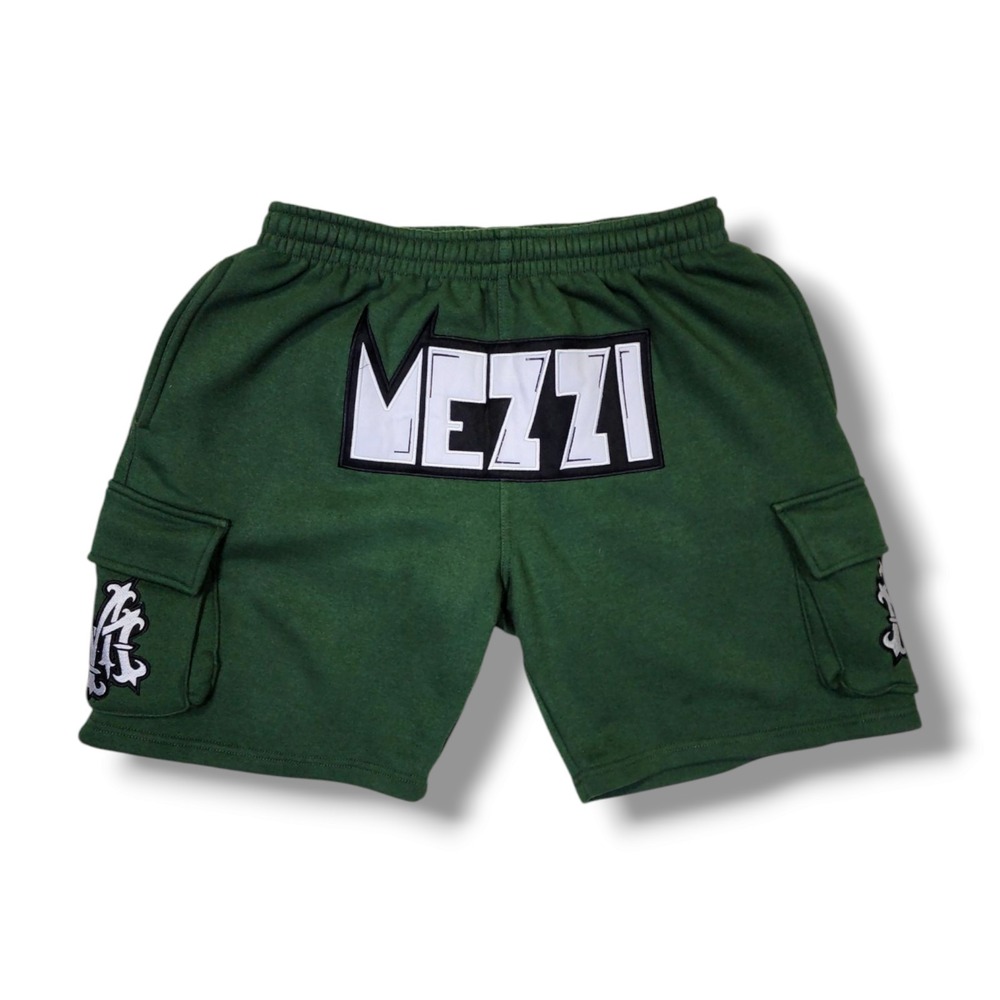 Mezzi Studios‎ Patch and Embroidered Green Sweat Shorts Men's XL